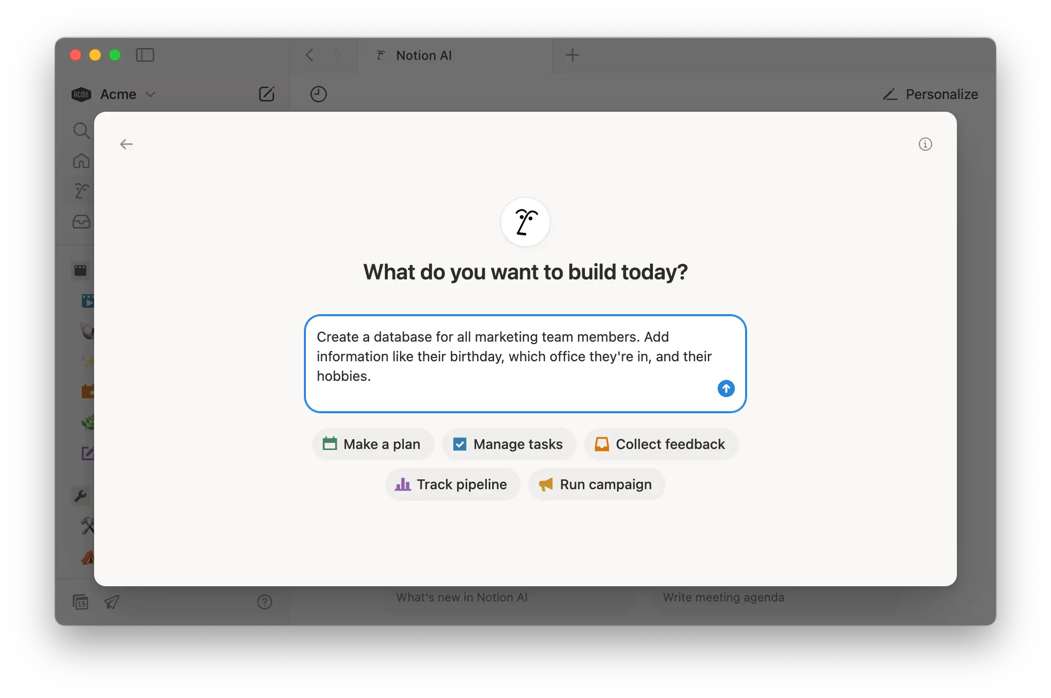 HC:データベース用のNotion AI