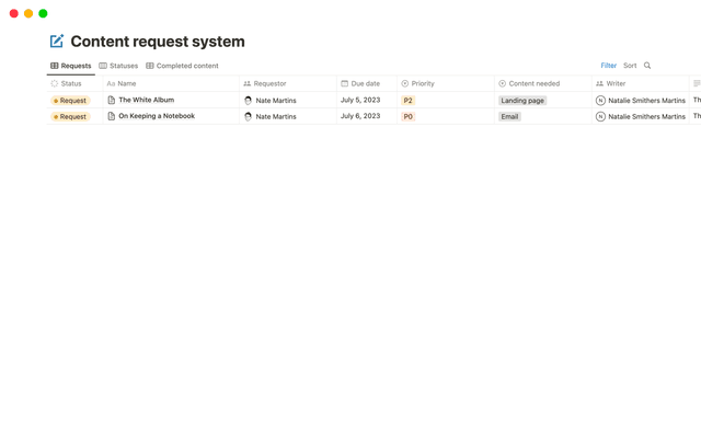Content request system