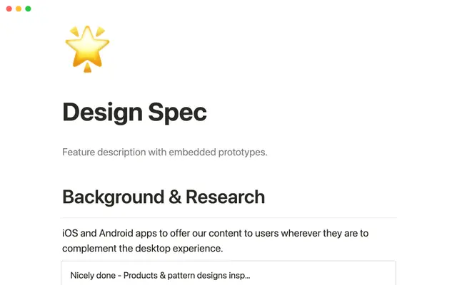 Especificações de design