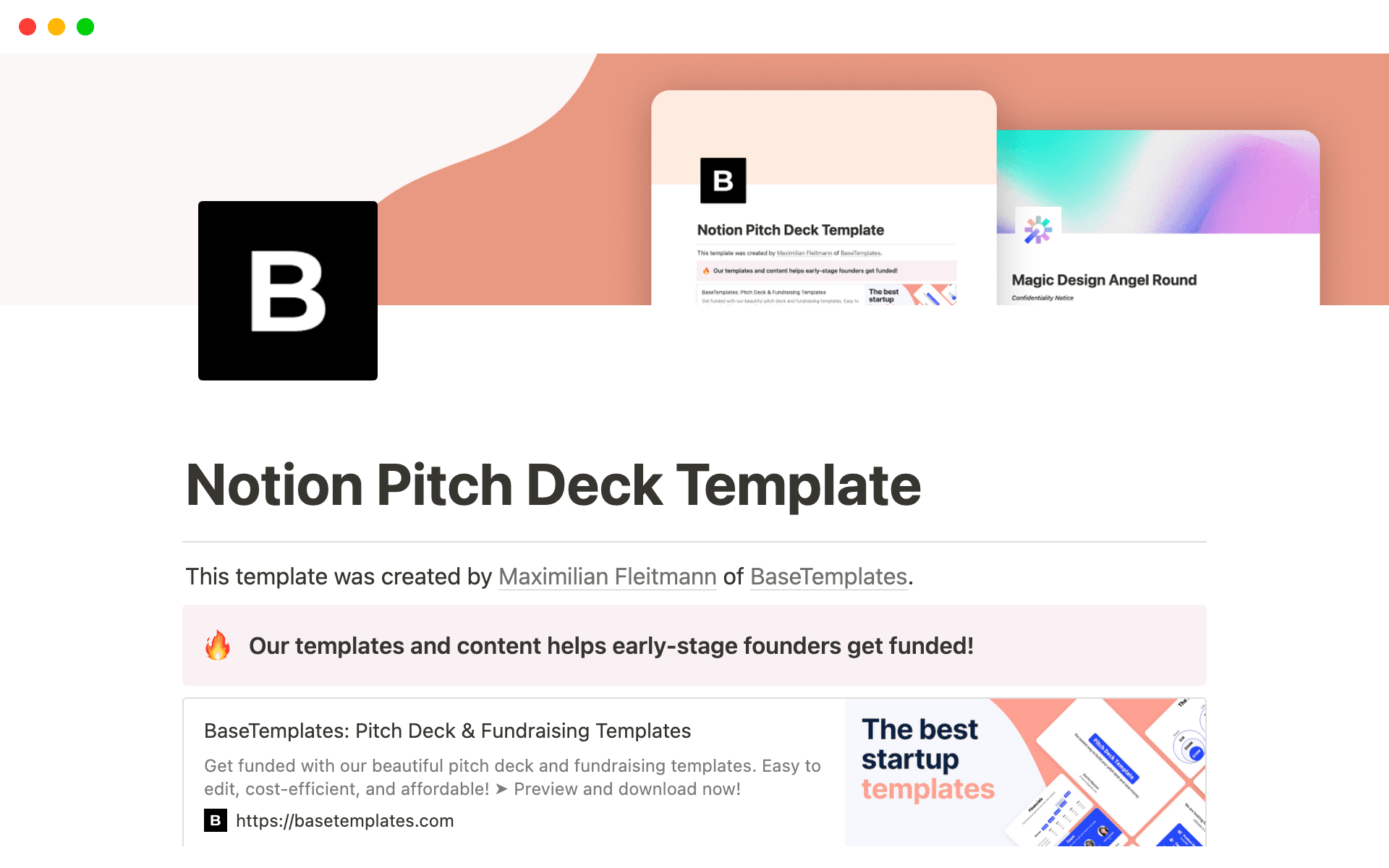 Pitch Deck Templateのテンプレートのプレビュー