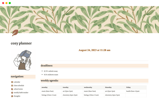 cozy planner