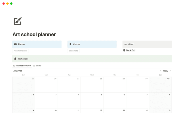 Art school planner