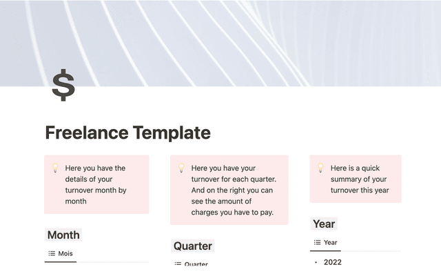 Overview of your turnover
